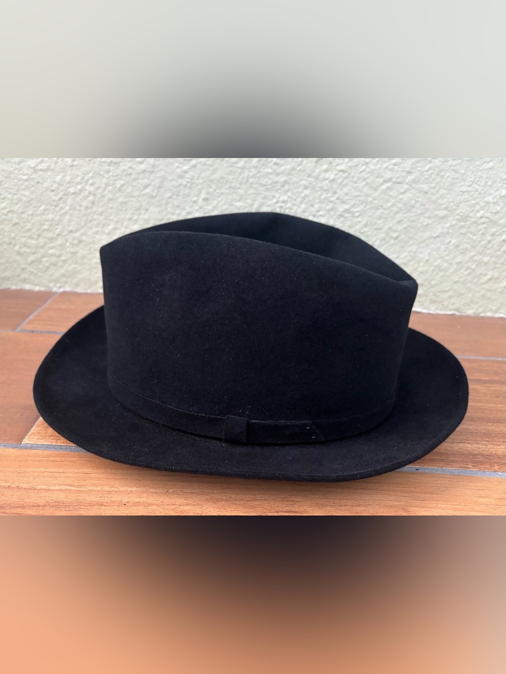 Dobbs Fedora Vintage Mens Black Hat 100% Wool Made in USA Size: 7 5/8